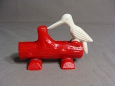 1 Vintage Red & White Plastic Woodpecker Toothpick Holder picture