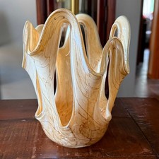 Vintage Jozefina Krosno Art Glass Handkerchief Vase Stretched Open Loop Poland picture