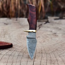 Handcrafted Damascus Steel Hunting Knife Fixed Blade Skinning Blade Wood Handle picture