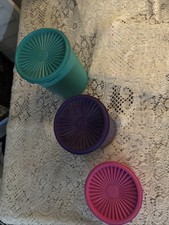 VTG Tupperware “Jewel Tone”Containers 2 Nesting +1 Starburst Pattern ‘90’s picture