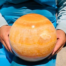 8.84LB Large Natural Yellow Calcite Sphere Quartz Crystal Polished Ball Healing picture