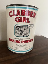Vintage Clabber Girl Baking Powder large 5-pound advertising tin. picture