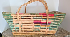 Southwest Native American Indian Style Basket Box Handles Lid Hinged Woven Coil picture