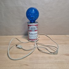 Vintage 1970s BUDWEISER Can Light Lamp + Blue Balafire Crazy Flicker Bulb WORKS picture