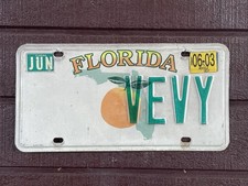 Florida VEVY License Plate Vanity 2003 collectible car tag picture
