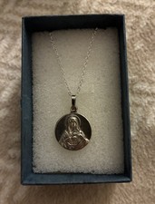 Vintage Sacred Heart of Mother Mary Sterling Silver Pendant  picture