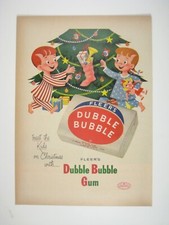 Fleers Dubble Bubble Gum 1953 Vintage Christmas Print Ad Tree Presents picture