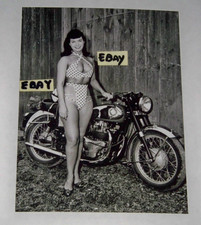 4X5 Photo Model Bettie Page Wearing A 1950's Bikini Posed By A Motorcycle 110 picture