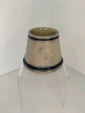 Antique Stoneware Match Striker Holder Blue Band Salt Glaze Pottery Vtg  picture