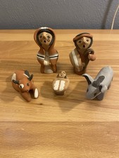 Jemez Pueblo Handmade Storyteller Clay 5 Piece Nativity Set Chrislyn Fragua picture