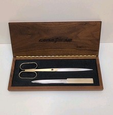 Solingen Germany Scissors/Letter Opener Set Wood Box - Goodyear logo, SF Artwork picture