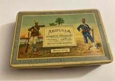 1920s English Abdulla Egyptian No. 18 Gold Tipped Cigarette Hinged Tin Box Rare picture