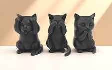 Assorted Small Plastic Cat Trio Desktop Ornaments New In Box picture