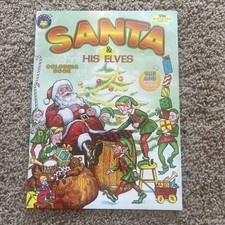 Vintage Santa & Elves Coloring Story Book Unused Playmore Inc. Christmas Art picture