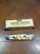 BBB Custom Roper Knives Trapper Folding Knife 1065 CS Blade Smooth Bone Handle picture