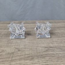 Clear Glass Taper Candleholders; Set Of 2 picture