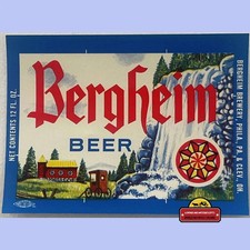 Vintage Bergheim Beer Label 🍺 Bergheim Brewery Phila PA Cleveland OH NOS picture