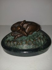 Bronze Lazy Days Deer Statue Signed By Robert Beeler picture