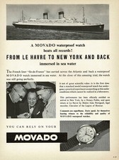 1950s Vintage Movado Watch Ile de France Cruise Liner Photo Print Ad picture