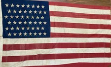 48 STAR Rare Antique American Flag With Offset Stars picture