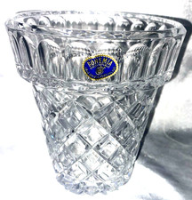 Vintage Bohemia Czech Republic Crystal Vase Heavy 5-1/4” Tall picture
