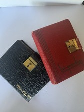 Vintage Late 30’s Early 40’s Girls Red And Black Leather 5 Year Diaries, No Keys picture