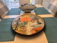 HAND MADE HAND PAINTED HAND CARVED LAZY SUSAN By STICKS FALL THEME BEAUTIFUL picture
