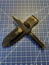 Vintage 1980s Parker brothers Hollow Handle Survival Knife W/ Leather Sheath picture
