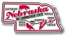 Nebraska the Cornhusker State Premium Map Fridge Magnet picture
