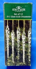 Kurt Adler Glass Icicle Ornament Set 12 Clear Twisted Crystal Style New picture