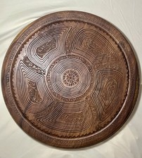 Vintage 17” Hand Carved Wood Collapsible Basket 7 Section 14” Tall Rosewood picture