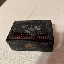 asian vintage Mother Of Pearl jewelry box with mirror picture