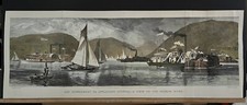 A.R. WAUD 1869 A VIEW ON THE HUDSON RIVER  APPLETONS’ JOURNAL ENGRAVING 29”x 11” picture