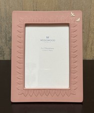 Wedgwood Pink Jasperware 5x7 Photo Frame Birds Floral New in Box picture