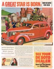1937 DeSoto Orange Sedan On The Movie Set art Vintage Ad  picture