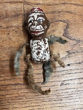 Vintage Bellhop Monkey Chenille & Composition Body Christmas Ornament As-Is 4