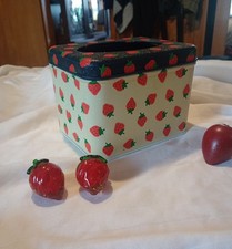 Strawberry vintage tin napkin dispenser  by 'Potpourri Press' extras includd picture