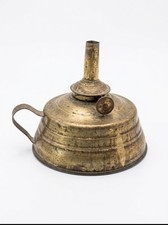 Antique Komax Brass Oil Lamp 1800s USA 3” Finger Loop Wick picture