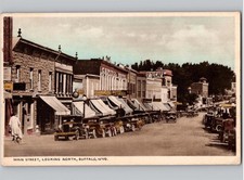 c1930 Main Street North Capitol Hotel Buffalo Wyoming WY Hand Colored Postcard picture