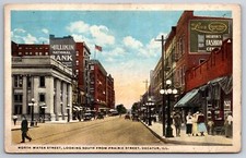 Decatur Water St~Millikin Nat'l Bank~5 Globe Street Lamps~Lee's Correct Dress PC picture