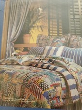 Vtg Collier Campbell Cote D' Azur Multi King Fitted Sheet NEW Cotton 80's Bottom picture