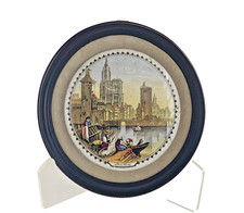 Prattware Pot Lid Framed Strasburg c 1845-1875 6.00 in. {15cm} diameter Vintage picture