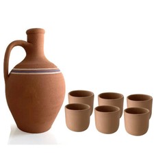 Handmade Clay Water Pitcher with Cup Options picture