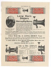 1913 G. Piel Co. of Long Island City, New York Ad: Long Horn Automobile Horn Pic picture
