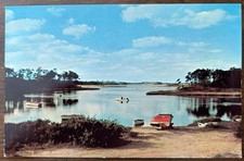 SOUTH DENNIS MA MASS~Bass River from Upper County Road~1960's Postcard picture