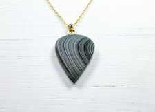 Fordite Necklace - 27.45mm x 22.58mm x 4.84mm - Gold Colored Chain (N-176) picture