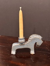 Tokheim Stoneware Fjord Horse Candleholder w/ Beeswax Candle - Mint Condition picture