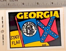 Vintage GEORGIA Old State Flag Travel Souvenir Vinyl Decal Peel & Stick NOS picture