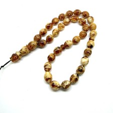Unique cognac Reconstituted Amber Tesbih 33 Beads 11x8mm 15.95g picture