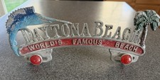 Vtg Daytona Beach License Plate Topper With Red Reflectors picture